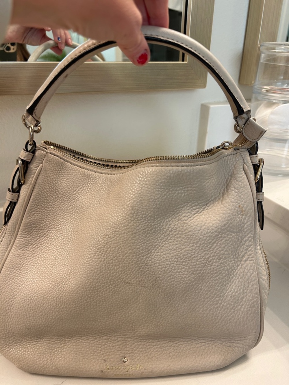 kate spade Cream Pebbled Leather Shoulder Bag